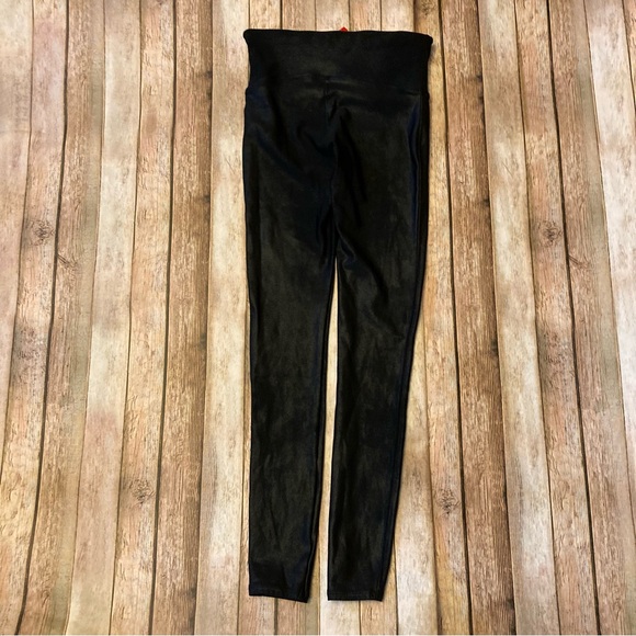 SPANX Black Faux Leather Leggings Women’s Size Medium Mid Rise Preowned - Picture 4 of 10